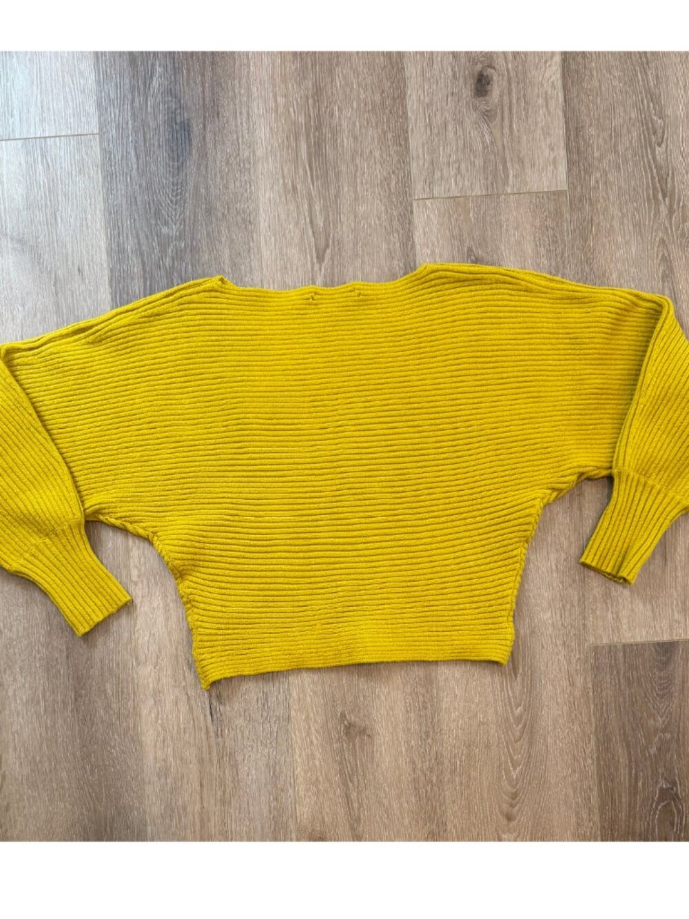 Anthropologie Ribbed Pullover Dolman Sleeve Jumper Golden Yellow Size Small - Picture 6 of 8